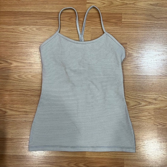 LULULEMON GREY WHITE STRIPE TANK TOP WOMEN SIZE 6 - Picture 7 of 8